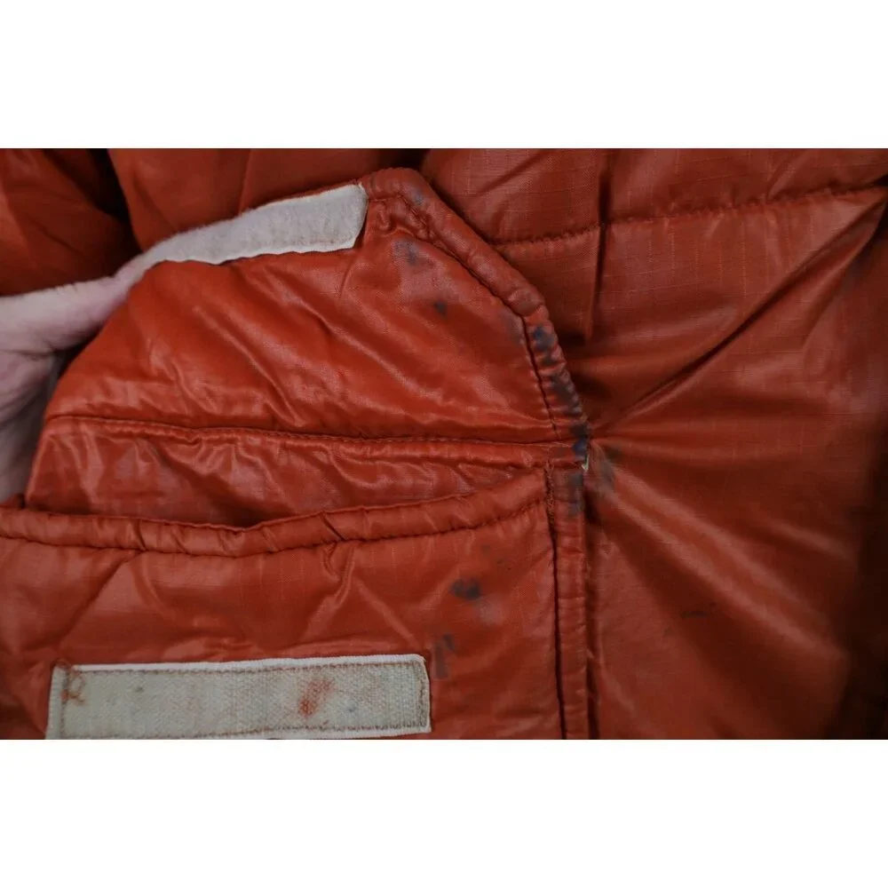 Vtg 70s Streetwear Mens XL Distressed Full Zip Winter Puffer Jacket Orange USA - Picture 5 of 16